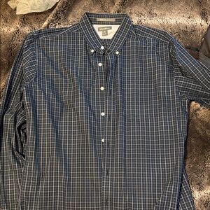 Eddie Bauer Navy Plaid Button Down Shirt